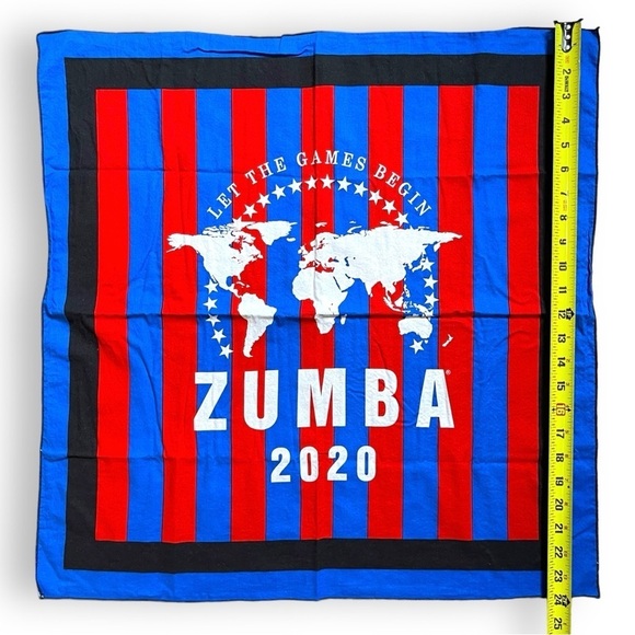 Zumba Fitness Zumba Wear 2020 Collectible Bandana Let The Games Begin Red Blue - Picture 5 of 5
